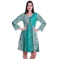 thumbnail image 1 of Moomaya Designer Printed Short Flared Dress Full Sleeve Velvet Tunic Dresses For Women, 1 of 7