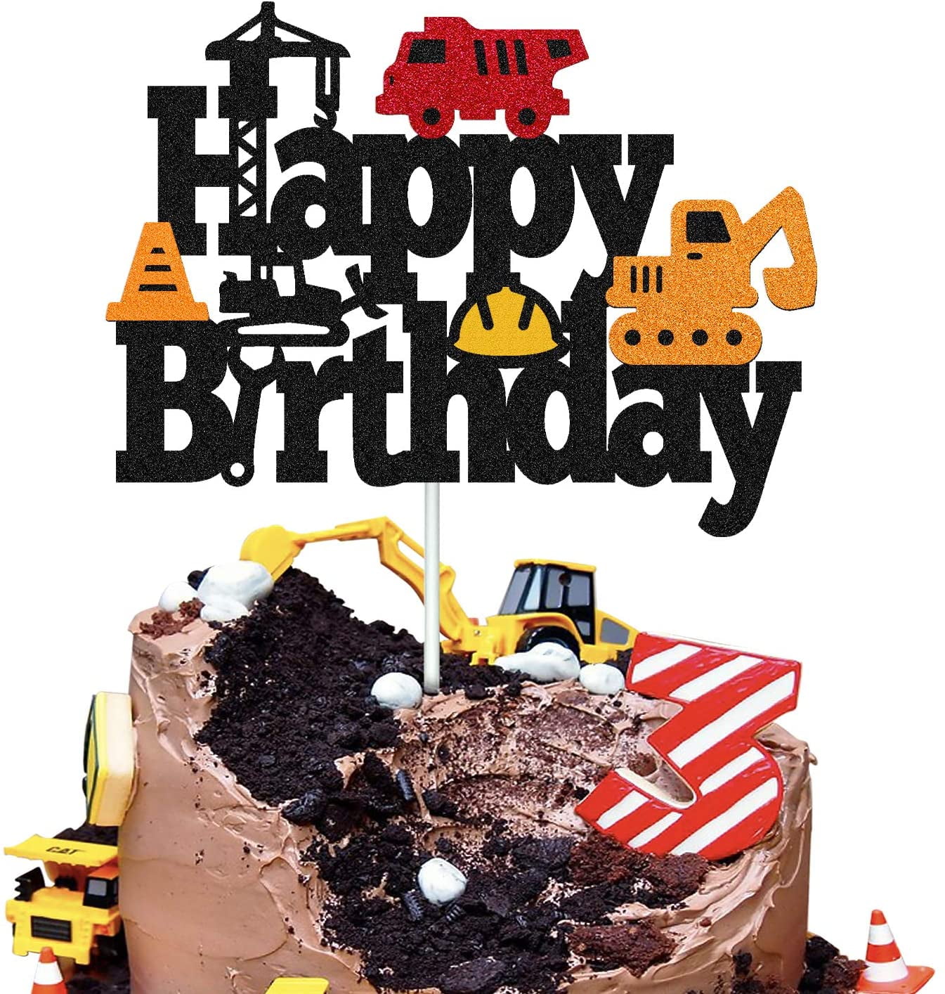 Construction Birthday Cake Toppers Truck Dump Excavator Forklift Construction Birthday Cake Toppers Truck Dump Excavator Forklift
