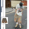 thumbnail image 2 of Casual Shorts Street Washed Distressed Raw Hem Ripped Denim Retro Men Clothing Summer Loose Straight Knee Length Solid Pants, 2 of 5
