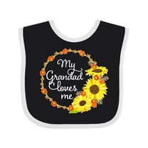 Inktastic My Grandad Loves Me with Sunflower Wreath Boys or Girls Baby Bib