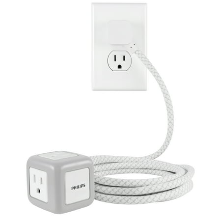 

Philips 3 Outlet Rubberized Cube Extension Cord 10ft. Gray/White