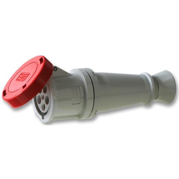 PRO POWER - 63A, 415V, Cable Mount CEE Socket, 3P+N+E, Red, IP67