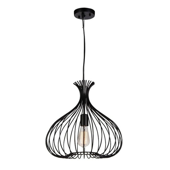 CWI Lighting Darleen 1 Light Down Farmhouse Metal Pendant in Black
