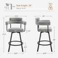 thumbnail image 5 of Zesthouse 26" Counter Height Swivel Barstools, Linen Upholstered Bar Stools Set of 2, Metal Base, Gray, 5 of 12