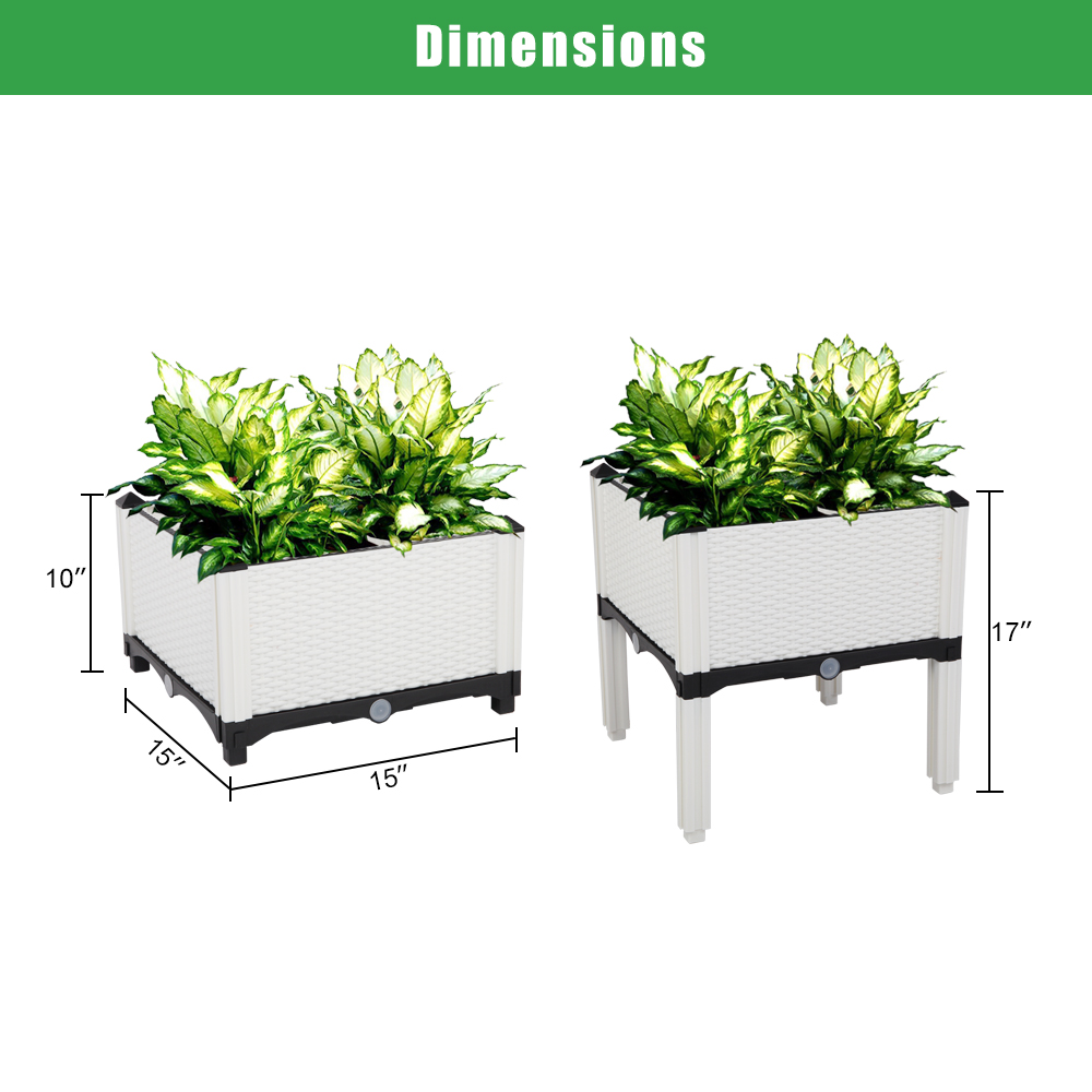 Set of 6 Raised Planter Box, Free Splicing Raised Bed Planter Kit, Vegetable/Flower/Herb Elevated Garden Bed with Self-watering Disk and Drain Holes, Perfect for Garden, Patio, Balcony, JA2489 - image 2 of 9