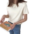 thumbnail image 3 of Camiseta de mujer Verano Cuello redondo Manga corta Color sólido Top informal, Albaricoque, XXL Kearding AP001478-20B, 3 of 7