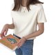 thumbnail image 3 of Camiseta de mujer Verano Cuello redondo Manga corta Color sólido Top informal, Albaricoque, XXL Monstrate AP001478-20B, 3 of 7