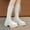 White, variant on FRSASU Women's Fashionable Casual Winter Style Knee-High Boots Solid Color Front Lace-Up Thick Sole Block Heel Knee-High Boots White