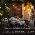 thumbnail image 3 of Brightech Ambience Pro – Solar Power Remote Control Outdoor String Lights with Edison Bulbs – Shatterproof, Commercial Grade LED Waterproof Patio Lights – 1W, 3,000K, Hanging, 27 ft, 3 of 7