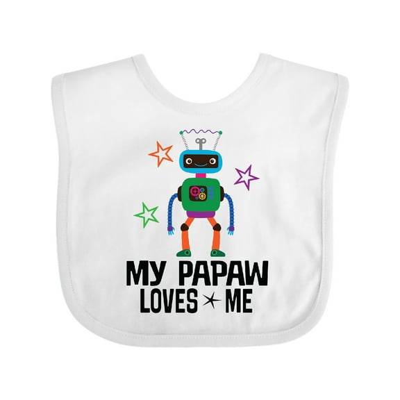 Inktastic My Papaw Loves Me Grandson Robot Boys Baby Bib