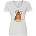 thumbnail image 3 of Inktastic Groundhog Day Wake Me when Winter is over Women's V-Neck T-Shirt, 3 of 5