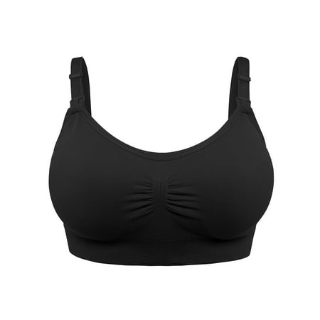 

Womens Maternity Nursing Bra for Breastfeeding Comfort Seamless Padded Bras Underwear Black/Beige