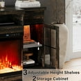 thumbnail image 5 of DreamCurship Fireplace TV Stand for TVs up to 80", Farmhouse TV Stand with Electric Fireplace, Glass Door Entertainment Center with Led Light, Media Console Table for Living Room, Oak, 5 of 7