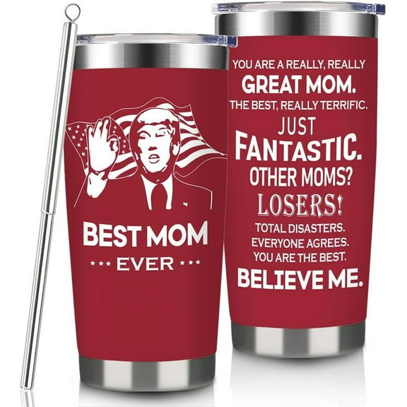 Gifts for Mom From Daughter Funny Mom Birthday Gifts From Son Gifts for Mothers Day 20oz Best Mom Ever Cup Christmas Presents for Mother From Kids Travel Tumbler With Lid Straw