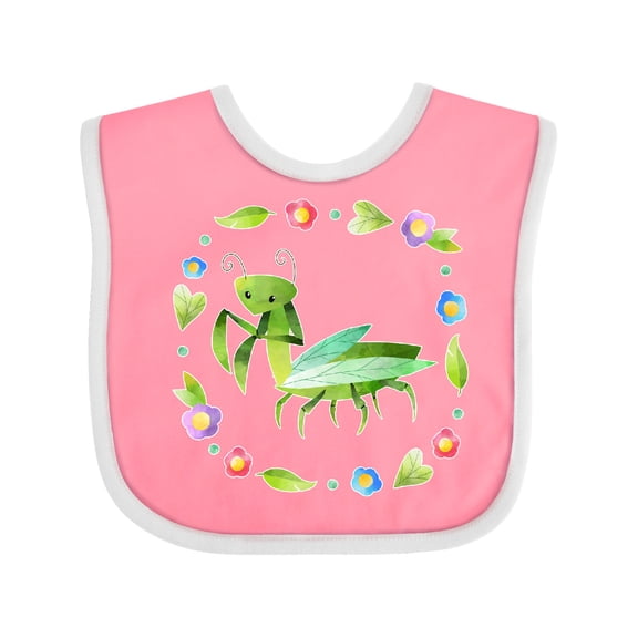 Inktastic Praying Mantis with Flowers and Leaves Boys or Girls Baby Bib
