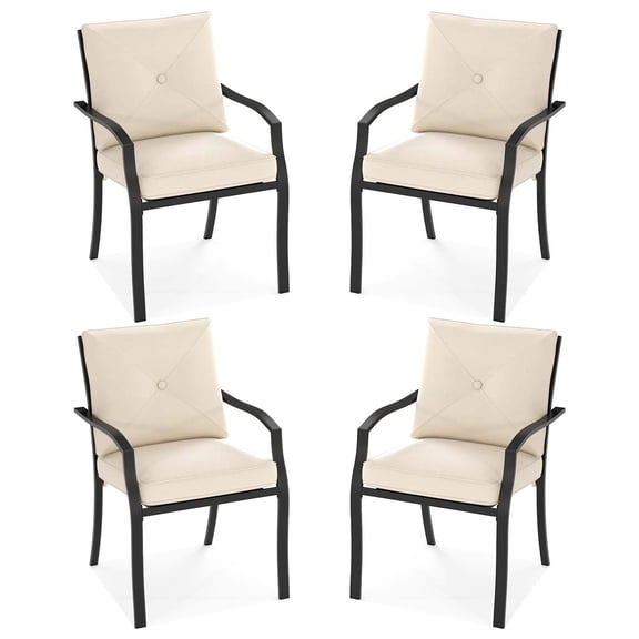 Gymax Outdoor Patio Dining Chair Set of 4 Stackable Garden Chairs with Metal Frame