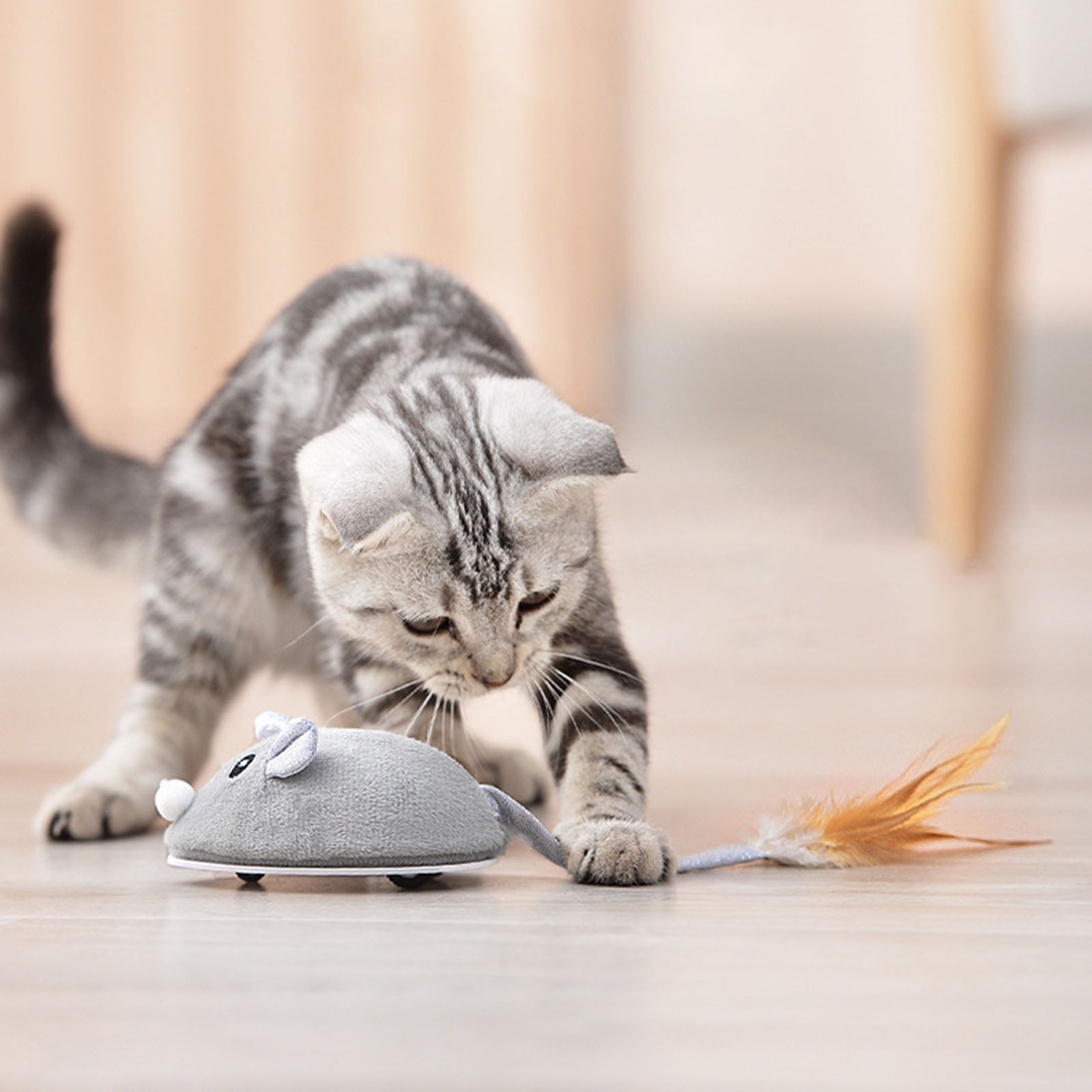 Cats Interactive Mice Toy USB Soft Flocking Mouse Kitten Catch Training for Indoor Cats Flexible for Play To