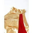 thumbnail image 6 of iiniim Kids Girls Halter Metallic Color Block Sleeveless Asymmetrical Praise Lyircal Dance Dress 6-16 Burgundy 8, 6 of 7