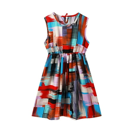 

Girls Sundress Baby Toddler Crew Neck Summer Sleeveless Casual Beach Floral Printed Party Dress Child Sundress Streetwear Kids Dailywear Outwear