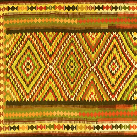Ahgly Company Indoor Square Southwestern Yellow Country Area Rugs, 7' Square