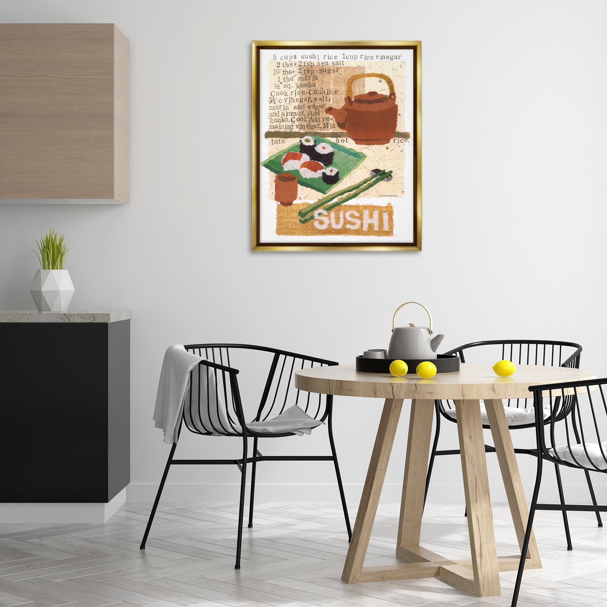 Stupell Industries Traditional Sushi Recipe Food & Beverage Painting Gold Floater Framed Art Print Wall Art, 25 x 31