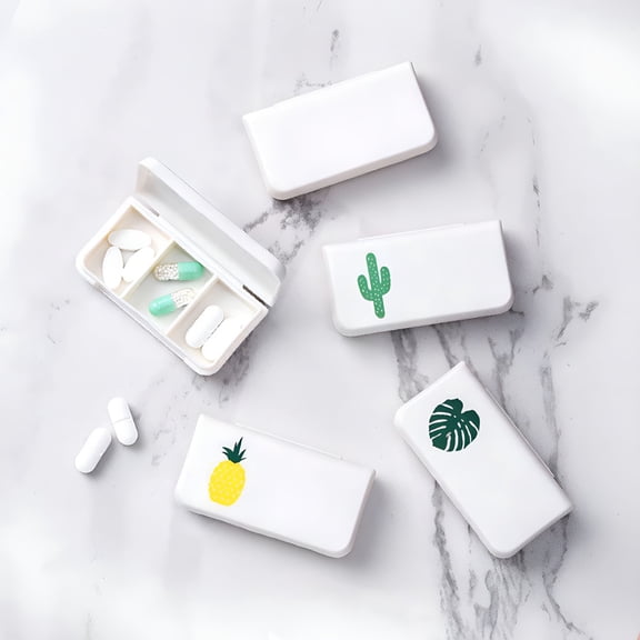 ACDANC 1/4PCS Small Pill Organizer Pill Case Box,Small Size Eco-friendly PP Individual Compartments Holds Vitamin,Medicine,Portable Pill Box Small Pill Container for Purse or Pocket