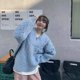thumbnail image 3 of Suéter de otoño e invierno para mujer, jersey de punto de manga larga con cuello en V y estilo Harajuku de gran tamaño, jersey liso holgado estilo preppy que combina con todo, 3 of 5