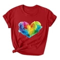 thumbnail image 1 of RKSTN Hauts pour Femmes LGBT Décontracté Coupe Ample Égalité Inspirante Hauts Été Mignon Cœur Imprimé Manches Courtes Col Rond Pride Shirt, 1 of 3