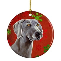 Carolines Treasures LH9341-CO1 Weimaraner Red Snowflake Holiday Christmas Ceramic Ornament, Multicolor