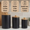 thumbnail image 3 of Ceramic Kitchen Canisters for Countertop Set of 3 with Airtight Bamboo Lids - Black Kitchen Canisters with Airtight Lids - Flour Sugar Canister Set - Flour and Sugar Containers Farmhouse - Coffee Jar, 3 of 4