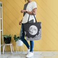 thumbnail image 4 of FORMRS Womens Canvas Tote Bag with Zipper Inner Pocket Shoulder Handbag, Black Moon, 4 of 7