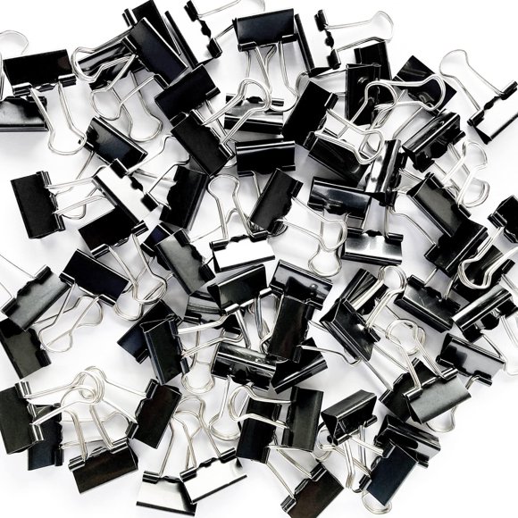 Dstelin Paquete De 96 Mini Clips Para Carpetas (19 Mm) Abrazaderas De Papel Negras Pequeñas De 3/4 Pulgadas Para Suministros De Oficina