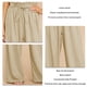 thumbnail image 5 of Pantalones Sueltos Pierna Salvaje Talle Alto Cintura Elástica Bolsillo Lateral Pantalones Fluidos Cinturón Atado Versátil para Mujer Caqui L, 5 of 6