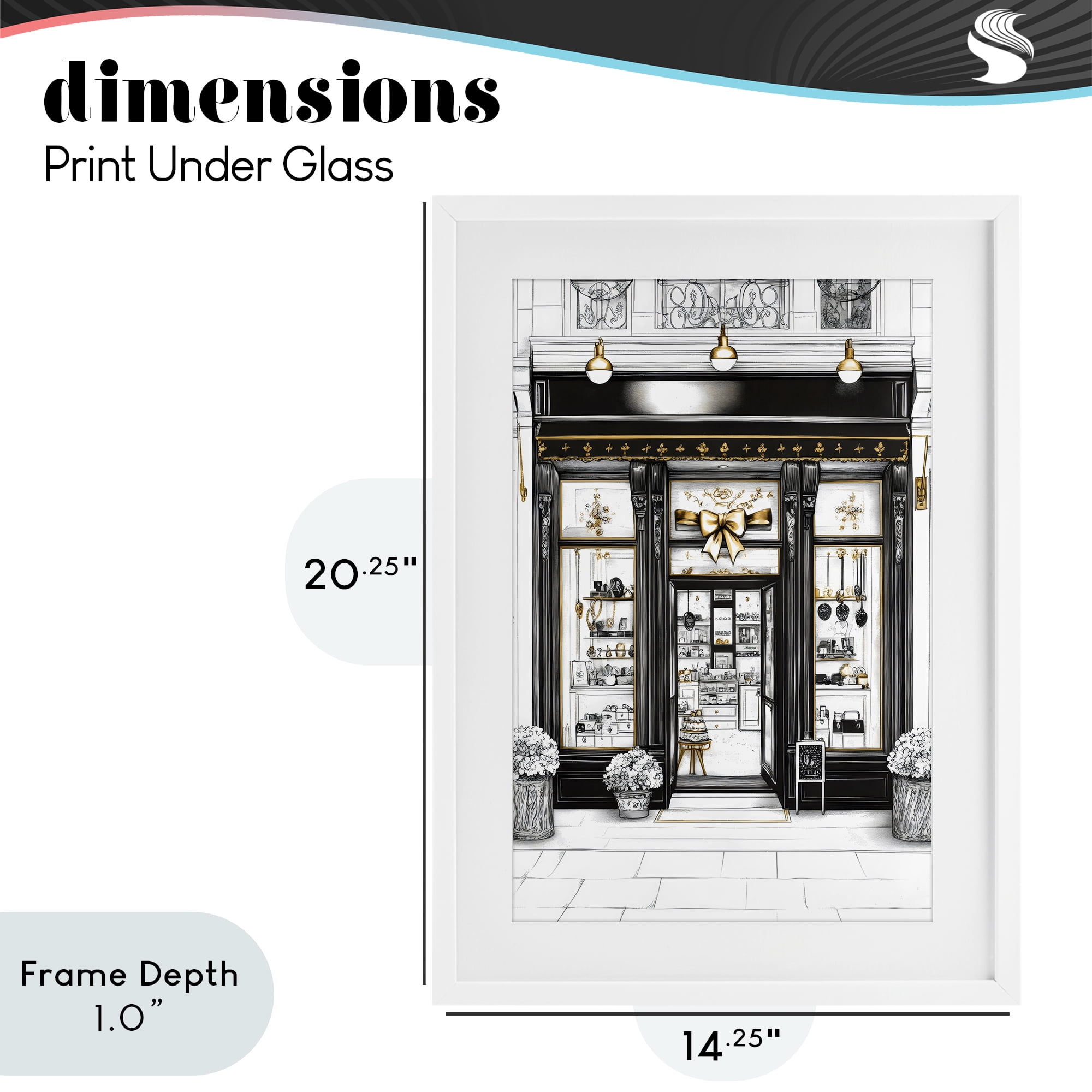 Stupell Industries Glam Paris Shop Facade White Framed Print Under Glass, design by Petal Prints Design