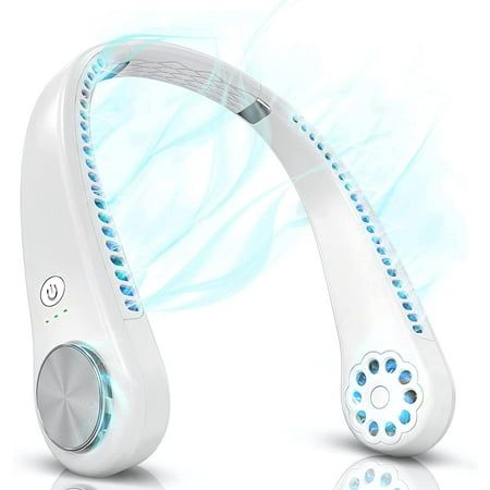 

Portable Neck Fan Hands Free Bladeless Hanging Sport Fan USB Wearable Neckband Cooling Fan Lower Noise 3 Speeds Adjustable for Outdoor Indoor White
