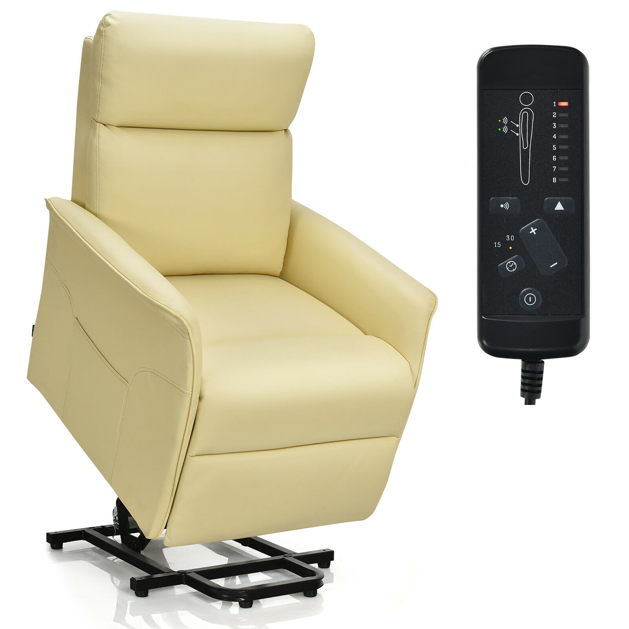 YOURLITE Electric Power Lift Recliner Chair Wireless Remote Control Massage Sofa for Senior Elderly Heated Vibration Massage Sofa with USB Port Faux Leather for Living Room/Bedroom/Media Room Brown