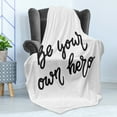 thumbnail image 4 of Girl Slogan Soft Flannel Fleece Throw Blanket, Be Your Own Hero Inspirational and Strengthening Self Righteous, Cozy Plush for Indoor and Outdoor Use, 50" x 70", Charcoal Grey and White, by Ambesonne, 4 of 5