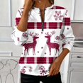 thumbnail image 2 of Christmas Clothes for Women 1/4 Zip Pullover Graphic Crewneck Sweatshirt Snowflakes Xmas Holiday Tops Loose (L, White 01), 2 of 5