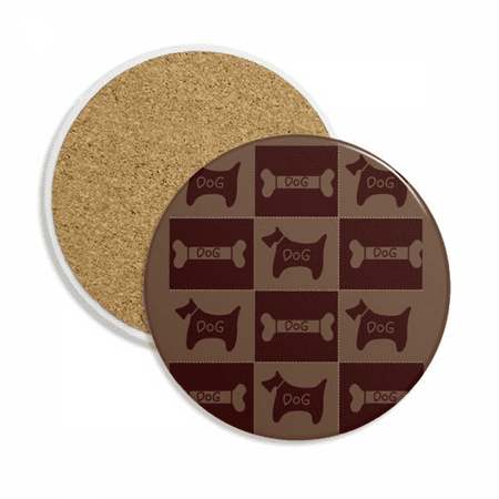 

Grid Bone Puppy Coaster Cup Mug Round Holder Absorbent Stone 2pcs