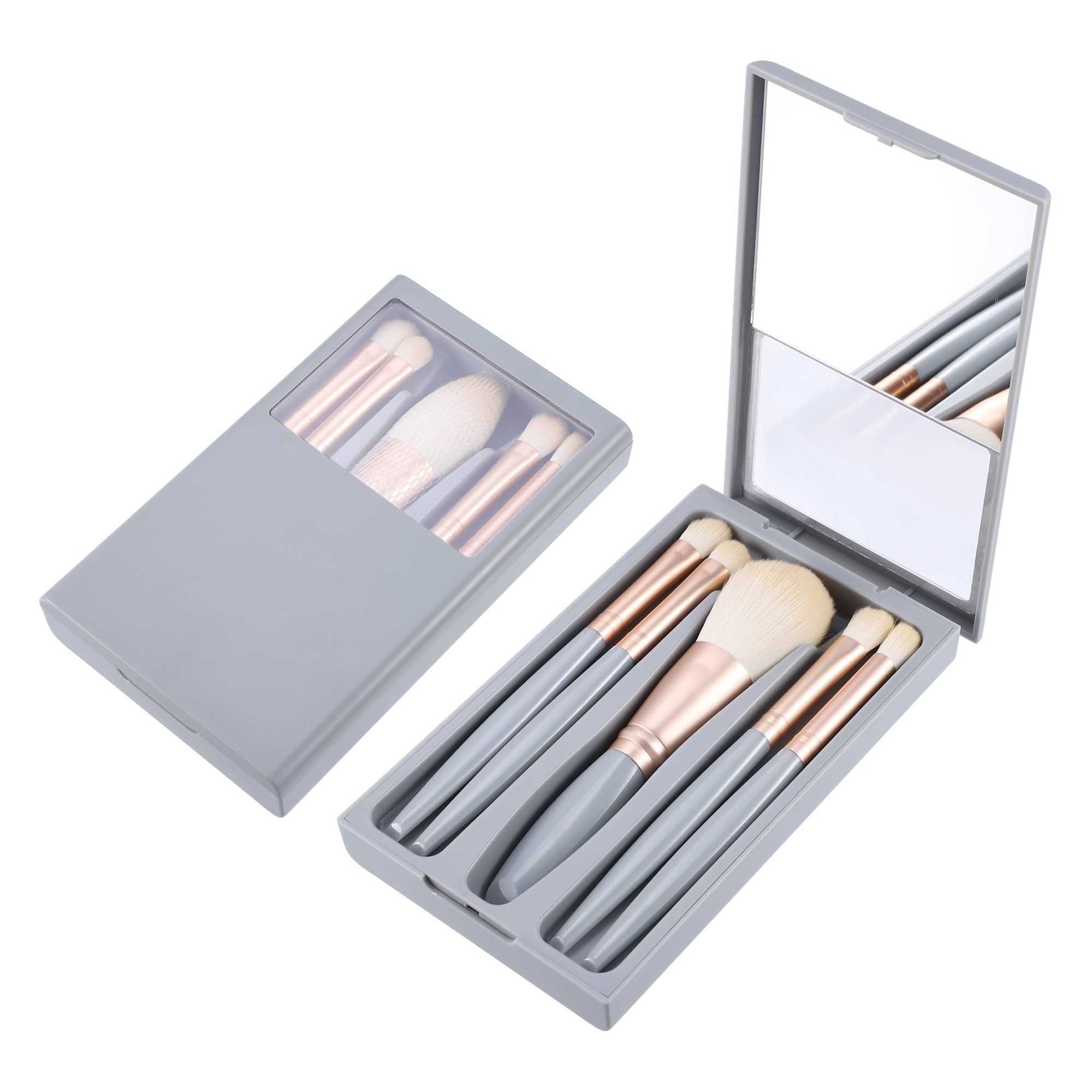 Unique Bargains 5Pcs Travel Makeup Brush Kit for Concealer Blush Sky Blue