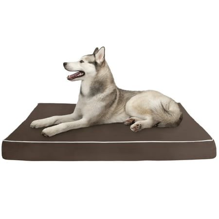 FurHaven Pet Dog Bed | Deluxe Memory Foam Polycanvas Indoor/Outdoor Mattress Pet Bed for Dogs & Cats, Solid Espresso, (Best Material For Dog Bed)
