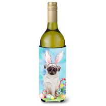 Carolines Treasures CK1375LITERK Pug Easter Bunny Wine Bottle Beverge Insulator Hugger  Wine Bottle multicolor