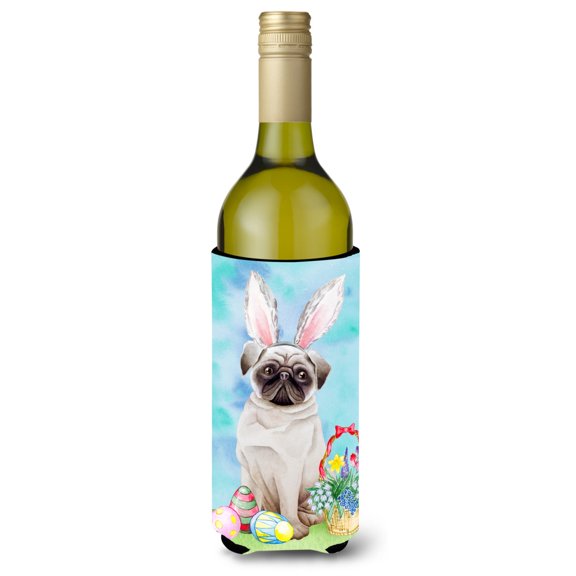 Carolines Treasures CK1375LITERK Pug Easter Bunny Wine Bottle Beverge Insulator Hugger  Wine Bottle multicolor