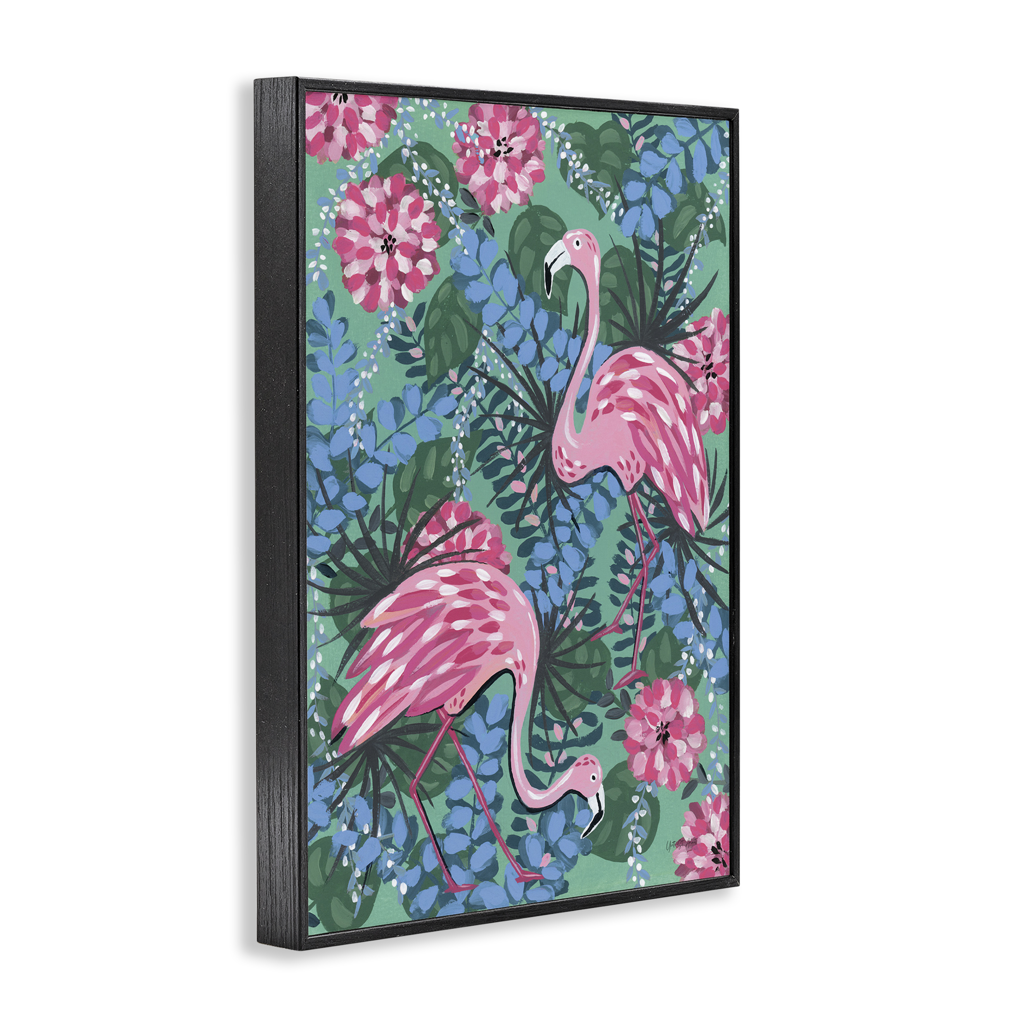 Stupell Industries Maximalist Flamingos Pattern Animals & Insects Painting Black Framed Art Print Wall Art, 20 x 30