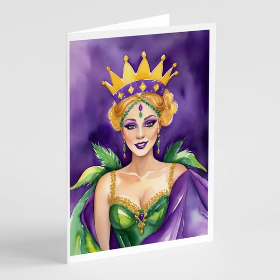 Queen of Mardi Gras Greeting Cards Pack of 8