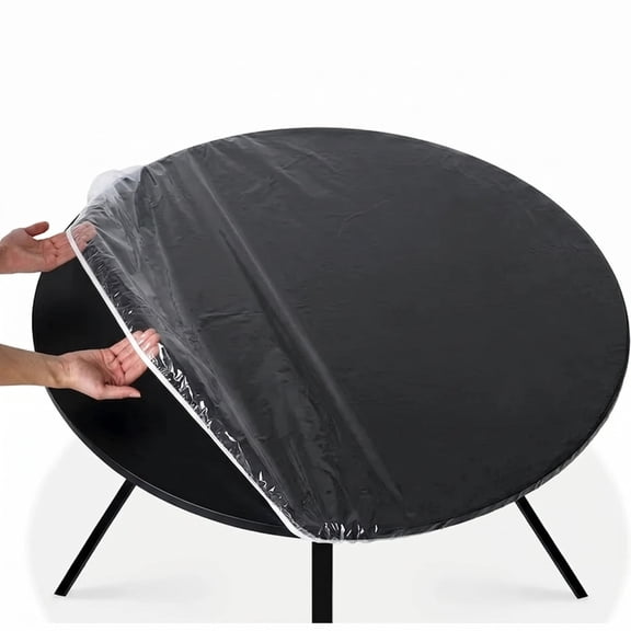 40-44 Inch Round Clear Vinyl Fitted Table Cover, Elastic Edge Waterproof Oil-Proof PVC Table Protector for Indoor and Outdoor Tables