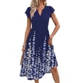 thumbnail image 2 of Fantaslook Summer Dresses for Women Ruffle Sleeve V Neck Midi Dresses Fashion Casual Flowy Vacation Sundress, 2 of 8