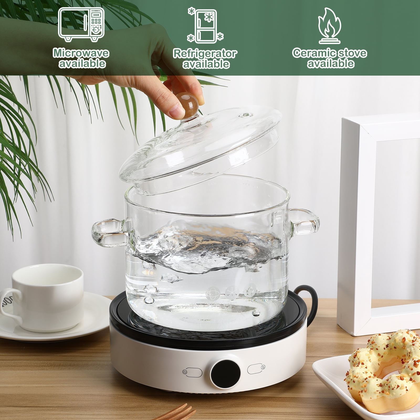 Household High Borosilicate Glass Soup Pot Pot Glass Two-eared Instant Noodle Bowl