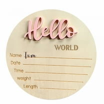 LAMIRO Wooden Birth Baby Announcement Sign,welcome baby sign,birth announcement sign,Round Welcome Sign for Living Room,Bedroom,Hospital,Nursery