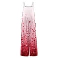 thumbnail image 4 of Valentines Womens Overalls Loose Fit Cute Heart Pattern Baggy Wide Leg Jumpsuits Long Valentines Rompers with Pockets, 4 of 7